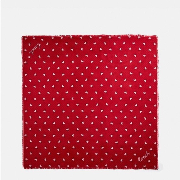 💯 NEW- Coach square silk scarf - RED - Picture 8 of 10